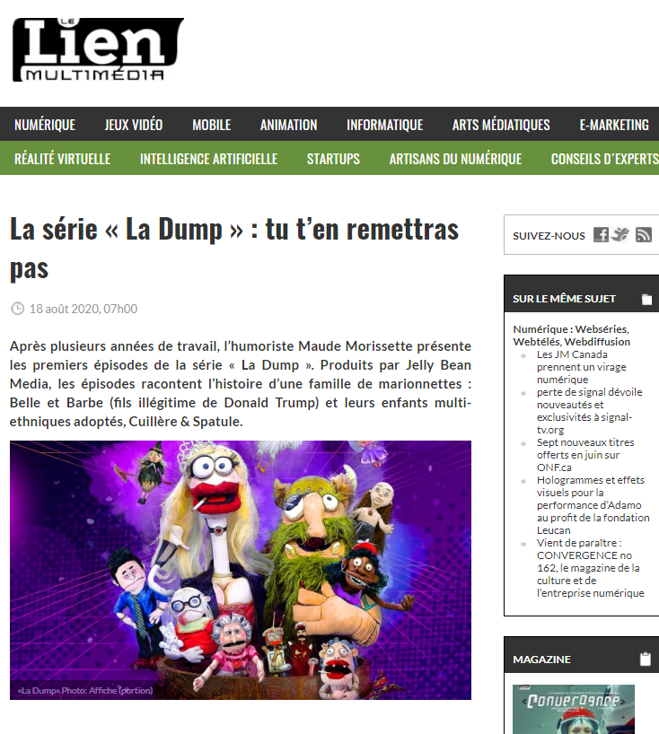Photo La Dump Maude Morissette série Lien Multimédia marionnette puppet Dump.Show